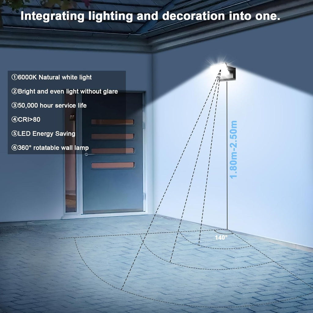Kingwen 4 Pack 40W Wandleuchte Innen/Aussen 3000K Warmweiß Außenwandleuchte mit 360°Schwenkbar Panel LED Wandlampen Modern Außenlampe 3000LM LED Strahler Wasserdicht IP65 Wandleuchten Schwarz