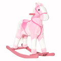 HOMCOM Cavallo a Dondolo Animale a Dondolo con Suono Rosa