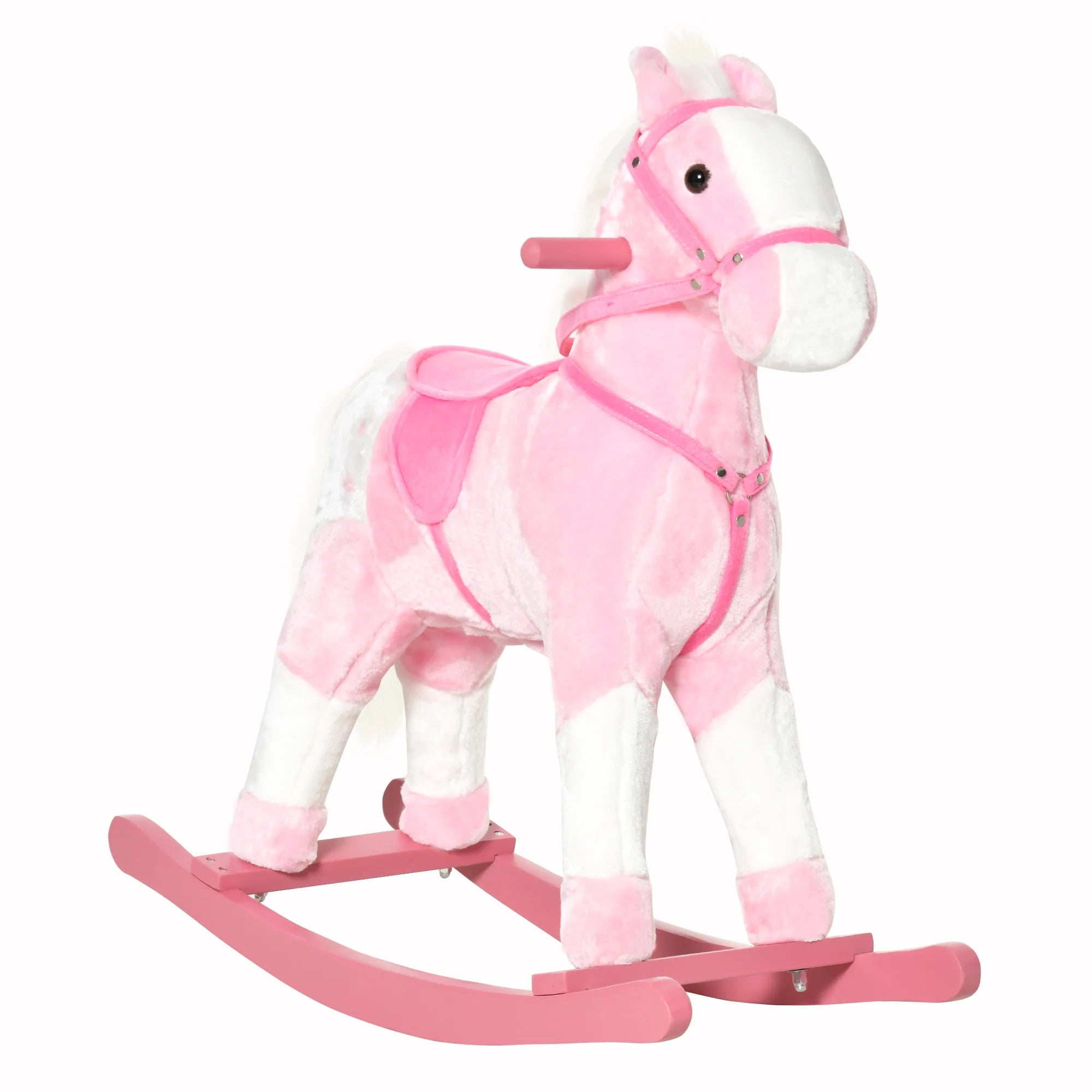 HOMCOM Cavallo a Dondolo Animale a Dondolo con Suono Rosa