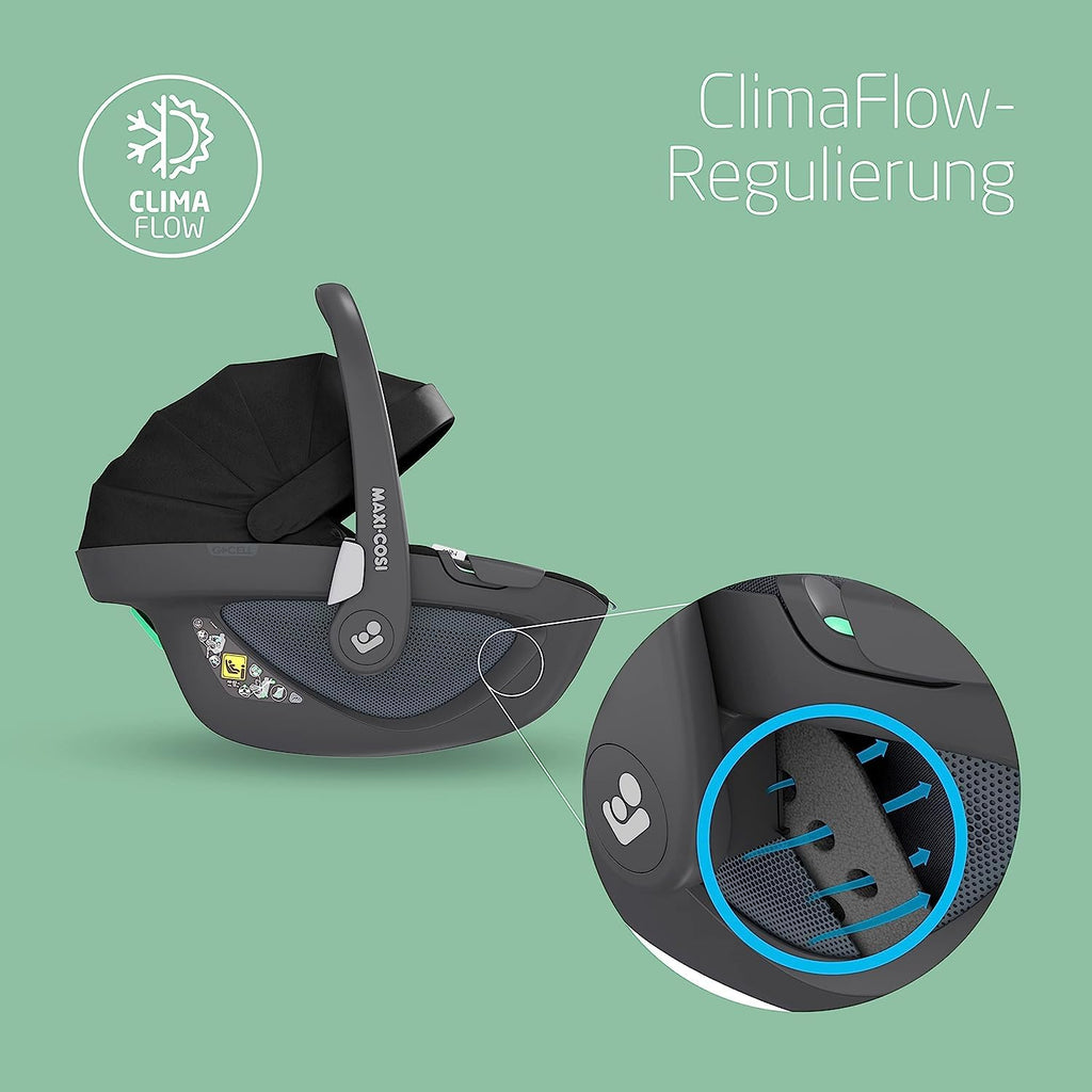 Maxi-Cosi Pearl 360 i-Size baby autositz, autositz 360 grad drehbar, 3 Monate - 4 Jahre (61-105 cm), Drehung mit nur einer Hand, ClimaFlow, Easy-In-Gurt, G-CELL, Authentic Black