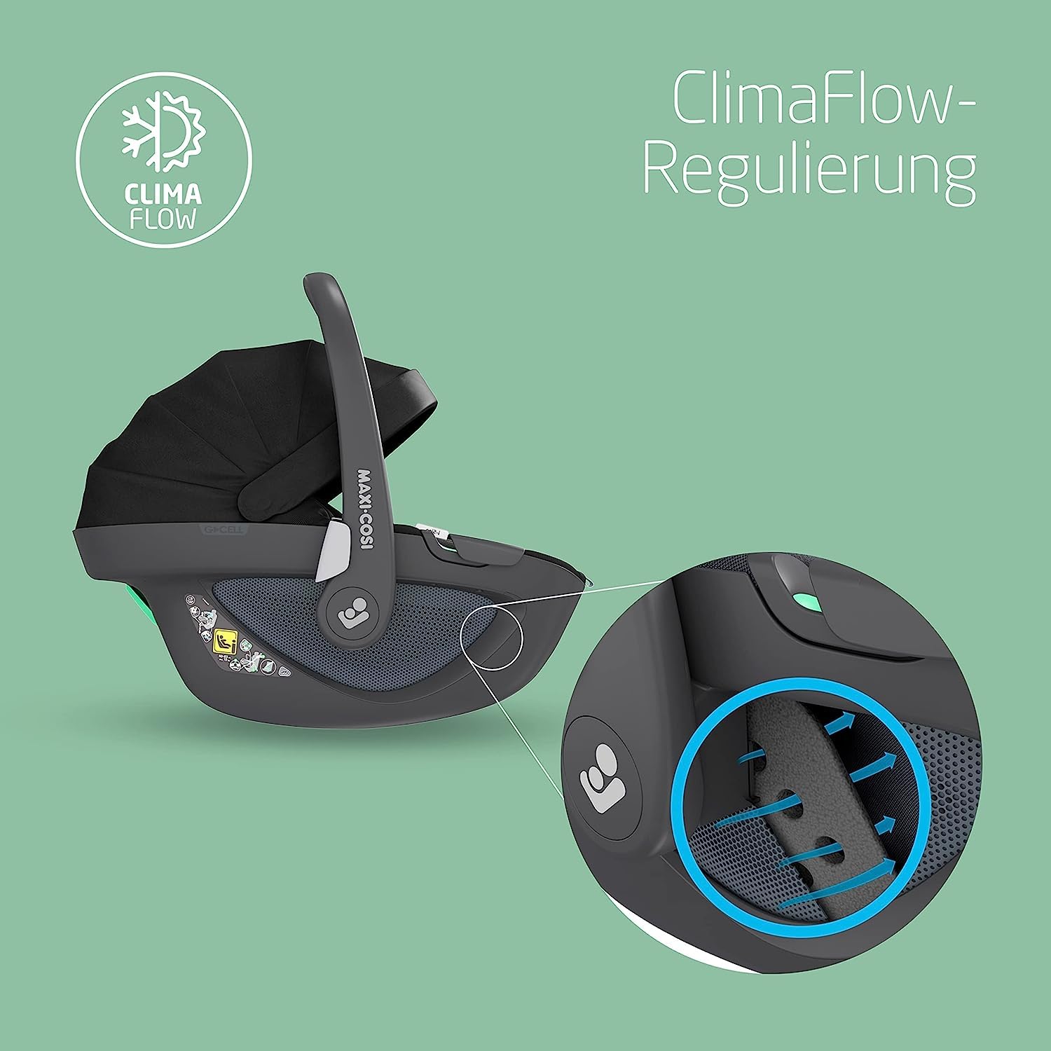 Maxi-Cosi Pearl 360 i-Size baby autositz, autositz 360 grad drehbar, 3 Monate - 4 Jahre (61-105 cm), Drehung mit nur einer Hand, ClimaFlow, Easy-In-Gurt, G-CELL, Authentic Black