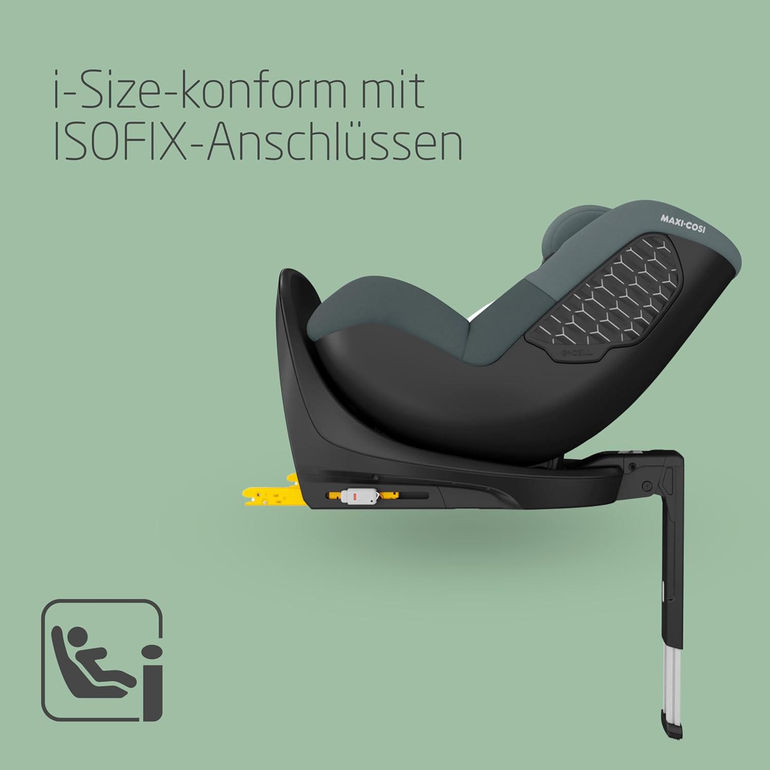 Maxi-Cosi Mica 360 S, Autositz 360 Grad drehbar, 3 Monate– 4 Jahre (61–105 cm), i-Size Baby Autositz, FlexiSpin Drehung, 5 Liegepositionen, G-CELL Schutz, Easy-in Gurthaken, Tonal Graphite