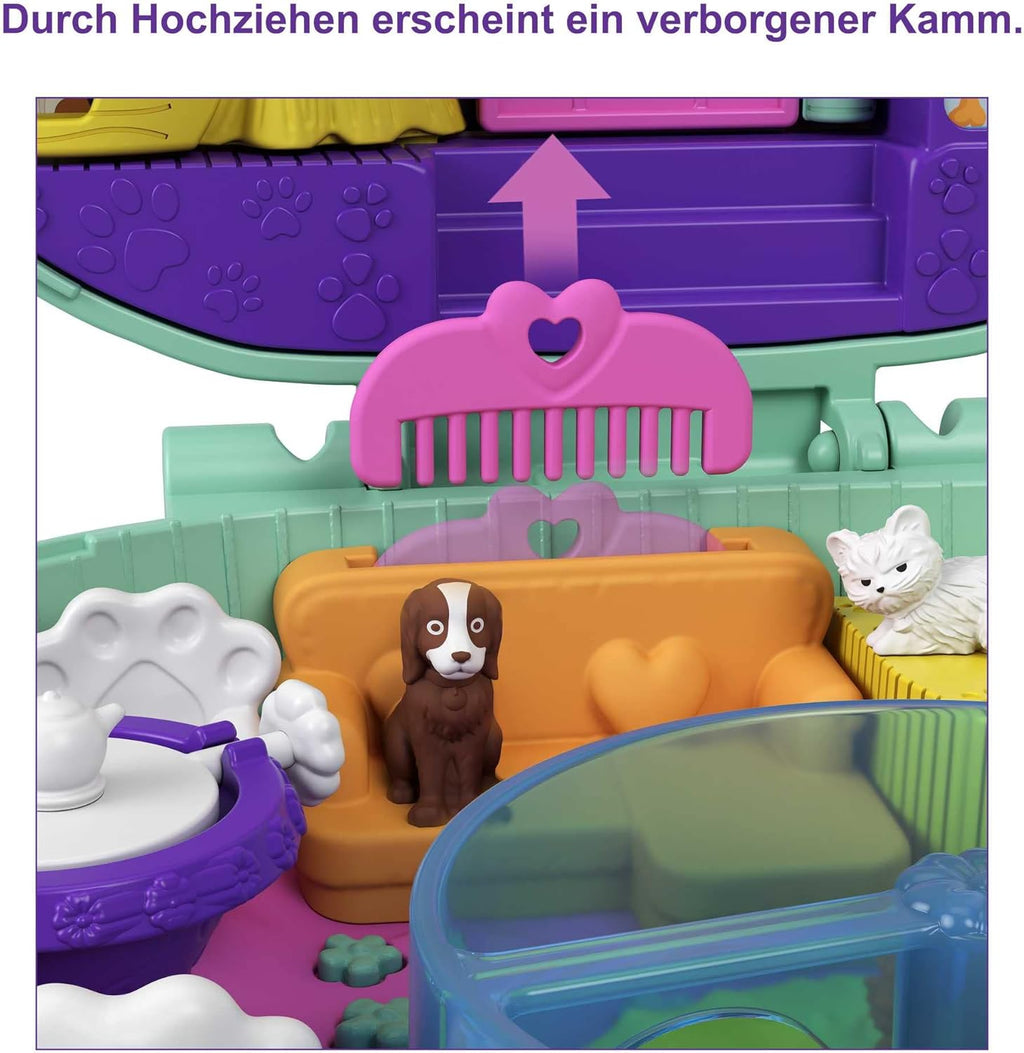 Polly Pocket GTN15 - Valigetta Caffetteria Riccio con Design Caffè e Animali, Mini Bambola Polly e HCG16 - Acquario Lontre, Tema Acquario con Micro Bambole Polly e Nicolas, 5 Sorprese e 12 Accessori
