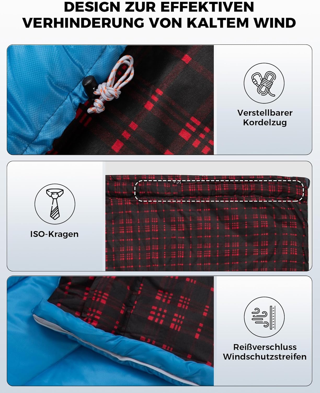 KingCamp Doppelschlafsack Flanell, Schlafsack 2 Personen, Schlafsack 3-4 Jahreszeiten, wasserfest, warm und komfortabel, verpackbar Schlafsack Outdoor