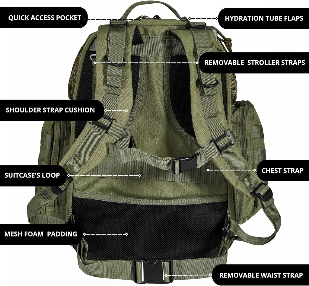 Phil & Jack Zaino militare tattico per papà con fasciatoio, borsa fasciatoio per neonati per uomini e donne