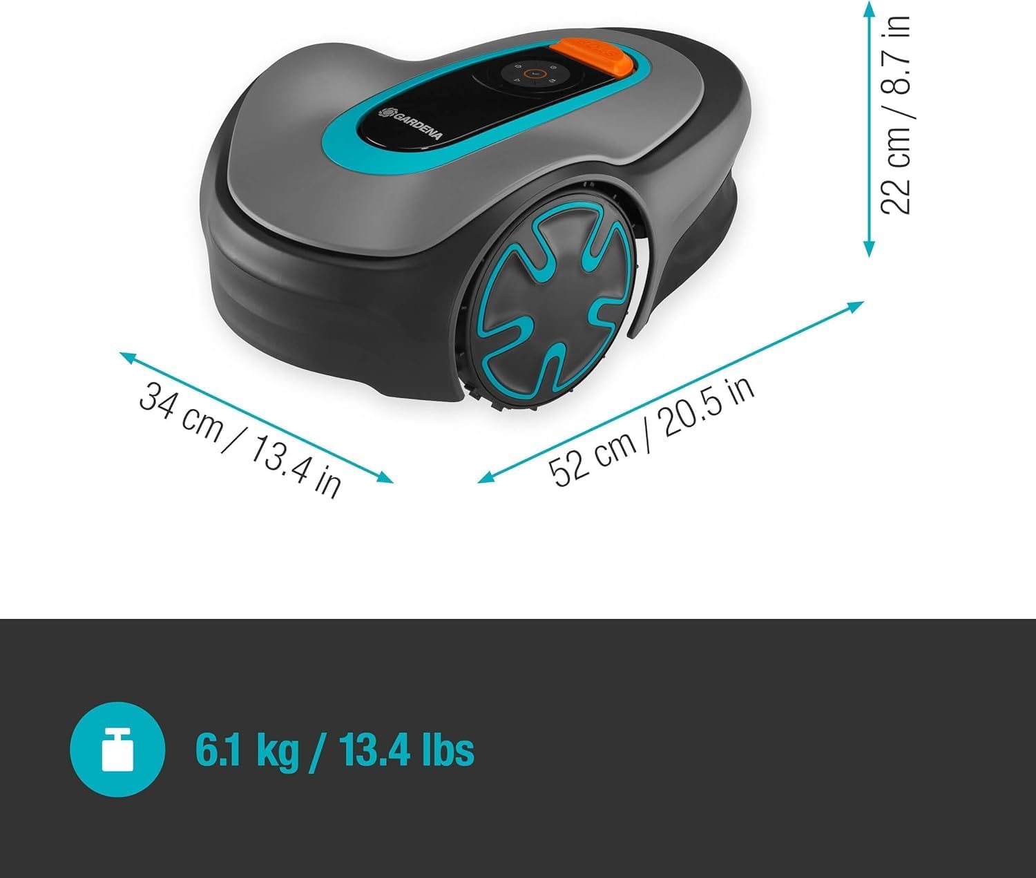 Gardena Rasaerba robotizzato SILENO minimo 500 m: tosaerba intelligente con connettività ottimale, programmabile con l'app Gardena Bluetooth, versione DE (15202-20)