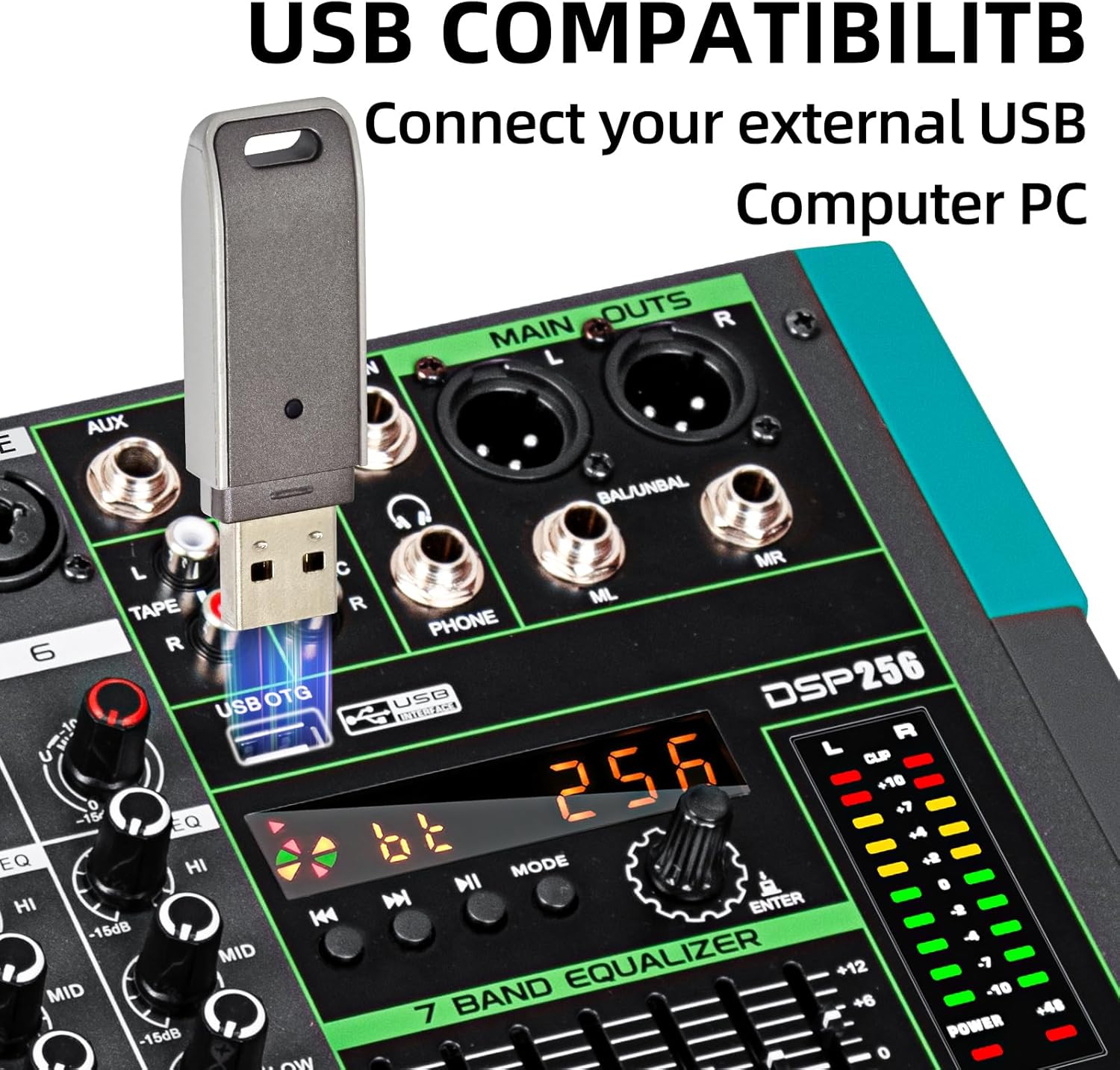 Depusheng PA12 Mixer DJ Professionale a 12 Canali con 256 Effetti DSP, Ingresso Bluetooth, Lettore USB, Alimentazione Phantom 48V