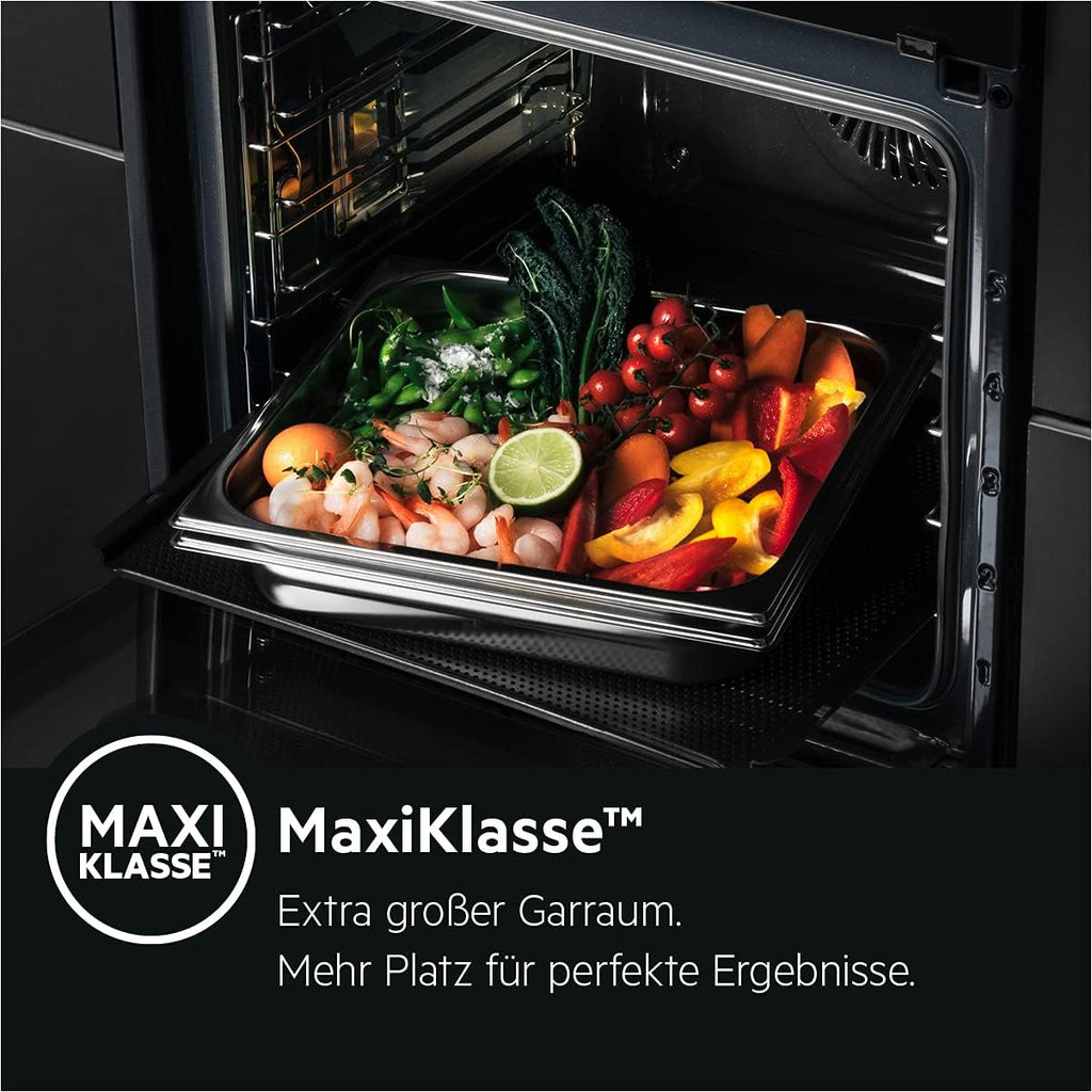 AEG Forno da incasso – Serie 5 AirFry: Risultati di cottura uniformi su 3 livelli – Pulizia Pirolitica – 25 Programmi automatici – Display touch LED – Riscaldamento rapido – Nero – BPE53516AB