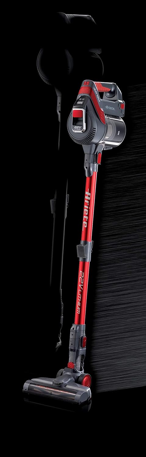 Ariete, 2761 Handy Force, scopa elettrica con filo 2 in 1, aspirapolvere e aspirabriciole, filtro HEPA, tecnologia ciclonica, senza sacco, spazzola tradizionale, tubo telescopico, rosso/nero