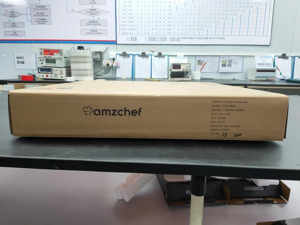 AMZCHEF Induktionskochfeld 60cm mit Zwei Flexzonen, 4 Zonen Induktionskochplatte mit Boost-Funktion und 9 Leistungsstufen, Touch-Bedienung, Timer, Sicherheitsschloss, Überhitzungsschutz, BBQ, 7200W