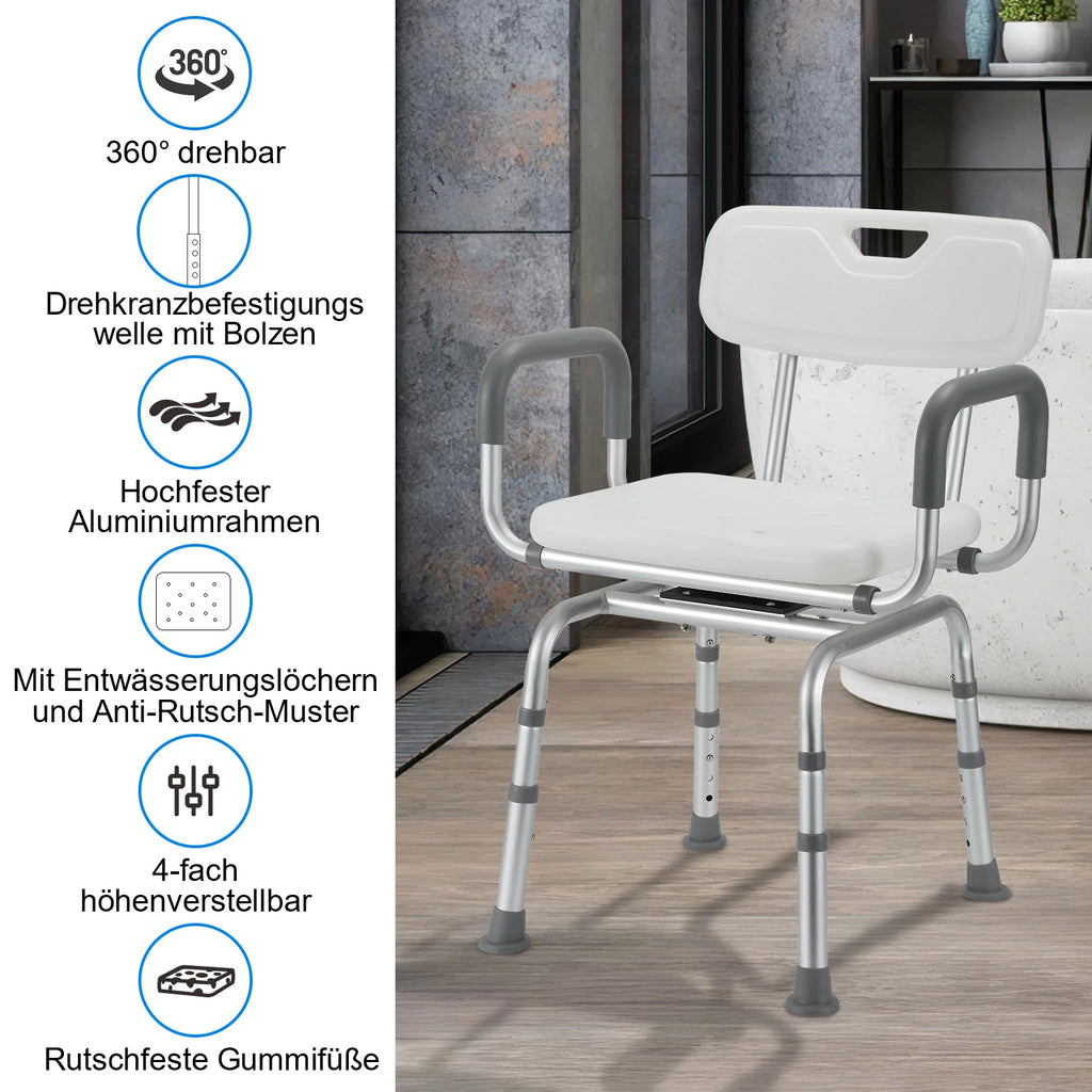 Sonnewelt Sgabello da doccia, sedile doccia girevole a 360°