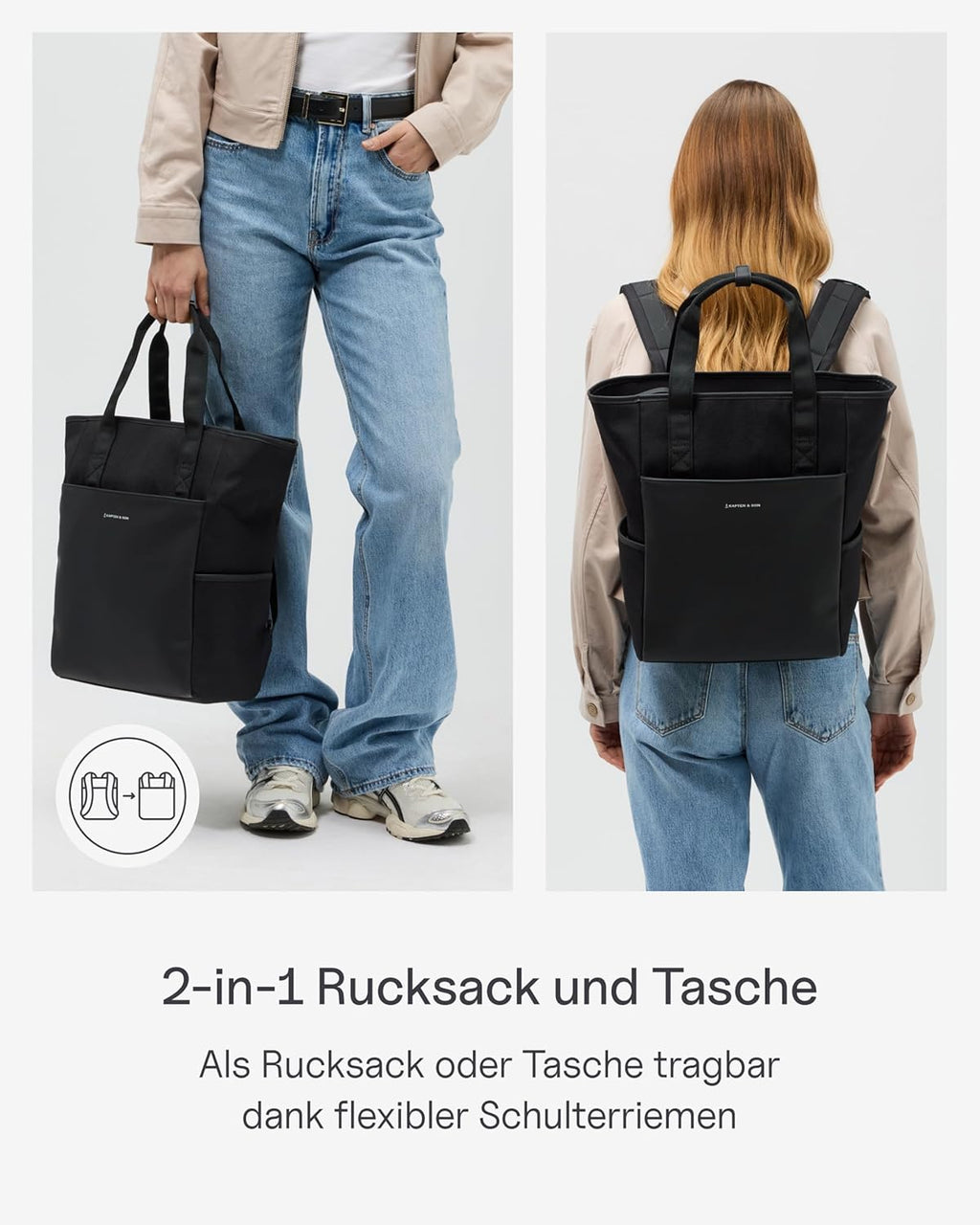 Kapten & Son Rucksack Lindby Diaper Set 12 L | 2in1 Wickelrucksack & Wickeltasche mit Kinderwagen- und Kofferbefestigung | inklusive Kulturtasche, Wickelunterlage & isolierter Flaschenhalter