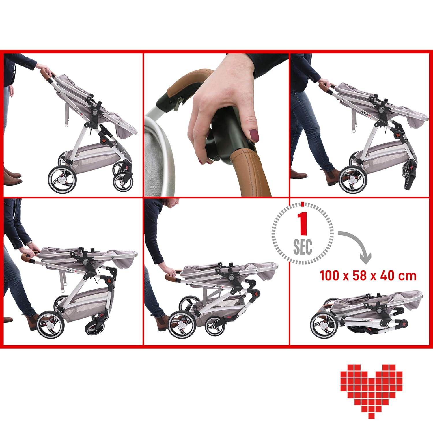 Lalalux Babyboomer Passeggino Leggero Combinato Set Completo, Passeggino Multifunzione, Pieghevole, Sportivo, Universale, Doppie Sospensioni, incl. Borsa, Parapioggia e molto altro. Per Bambini fino a 36 mesi