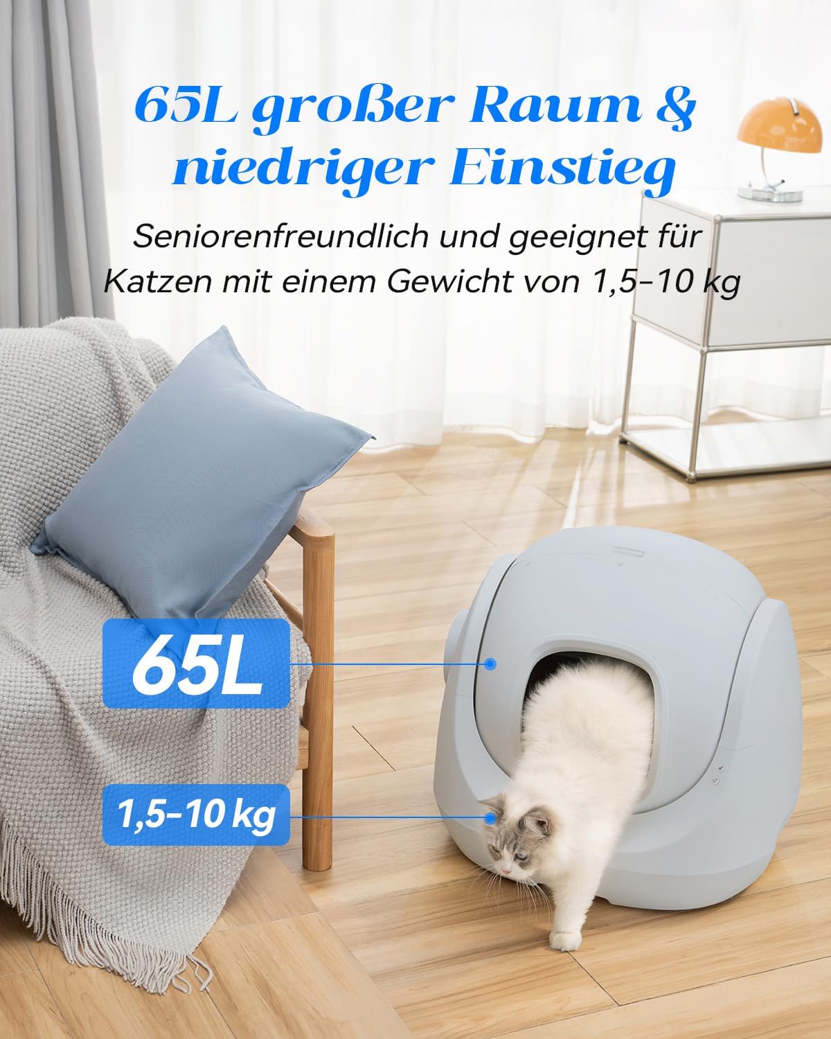 Catlink Baymax Lettiera autopulente, Monitoraggio della salute del tuo gatto, Adatta per gatti da 1,5 a 10 kg, per più gatti