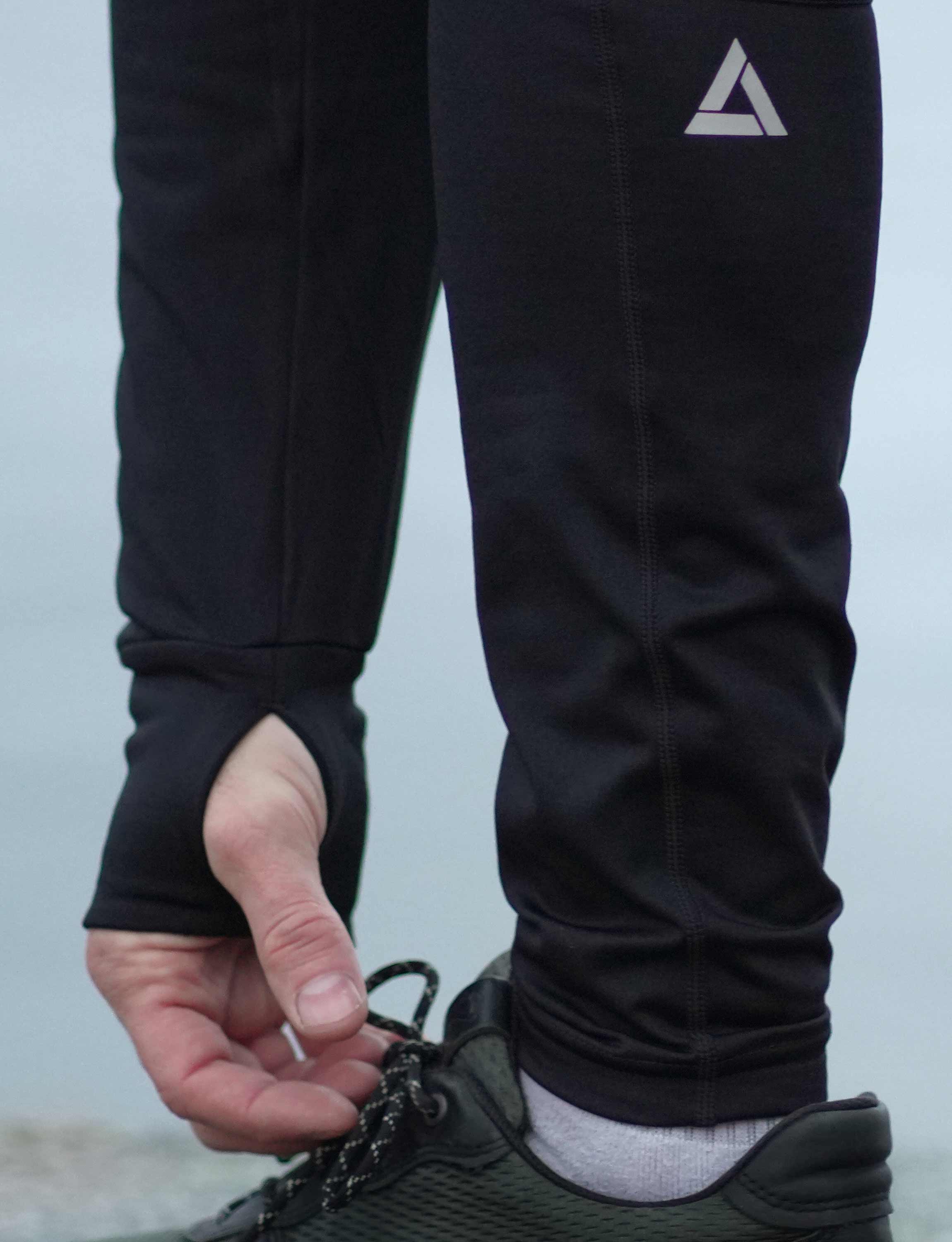Herren Winter Thermo Laufhose Lang Pro Team Schwarz-Silber Setprodukt