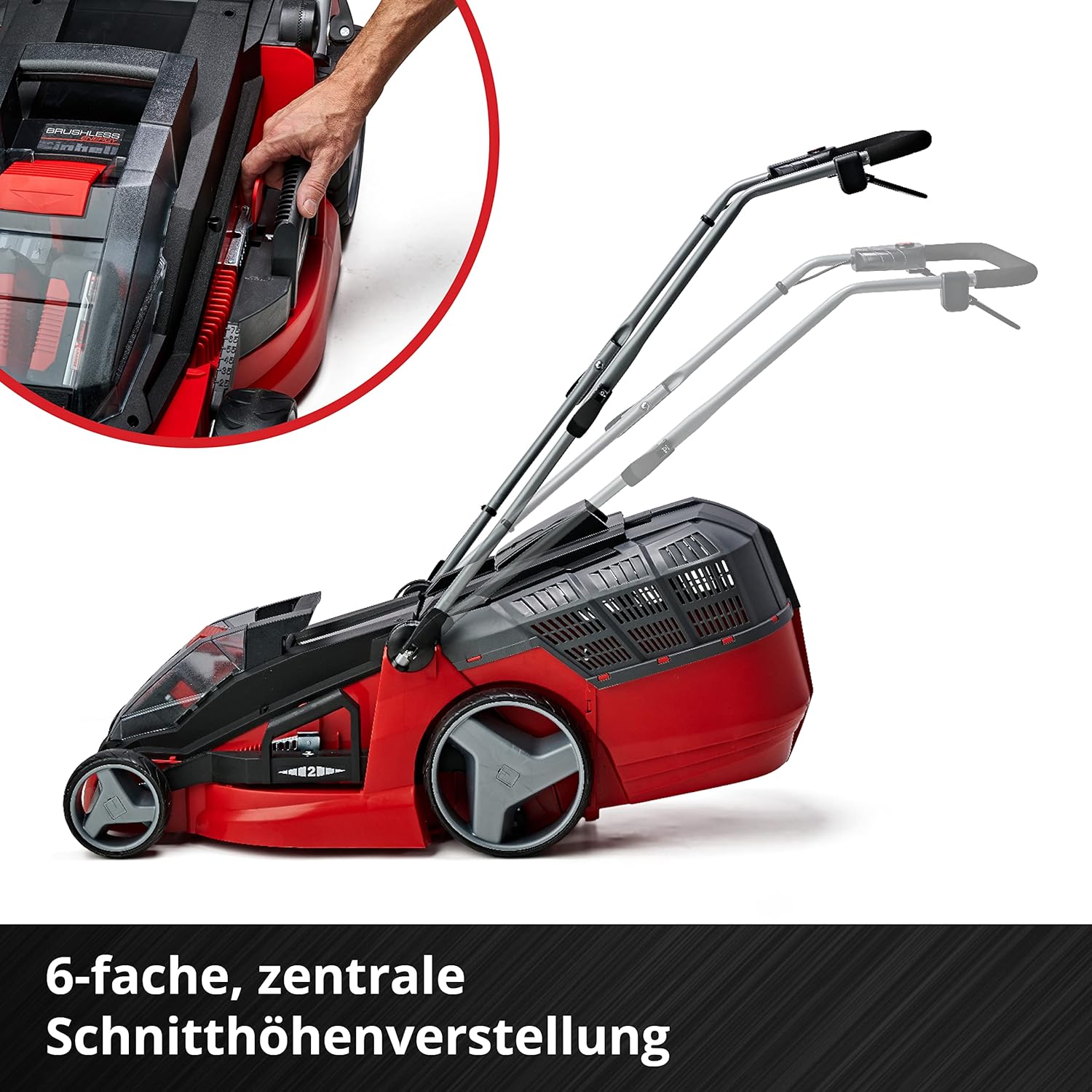 Einhell Akku-Rasenmher GE-CM 43 Li M Kit Power X-Change (36V, 43 cm Schnittbreite, bis 600 m, Brushless, Mulch-Kit, 63L Fangkorb, 25-75 mm Schnitthhe, inkl. 2x 4,0Ah + 2x Ladegert)