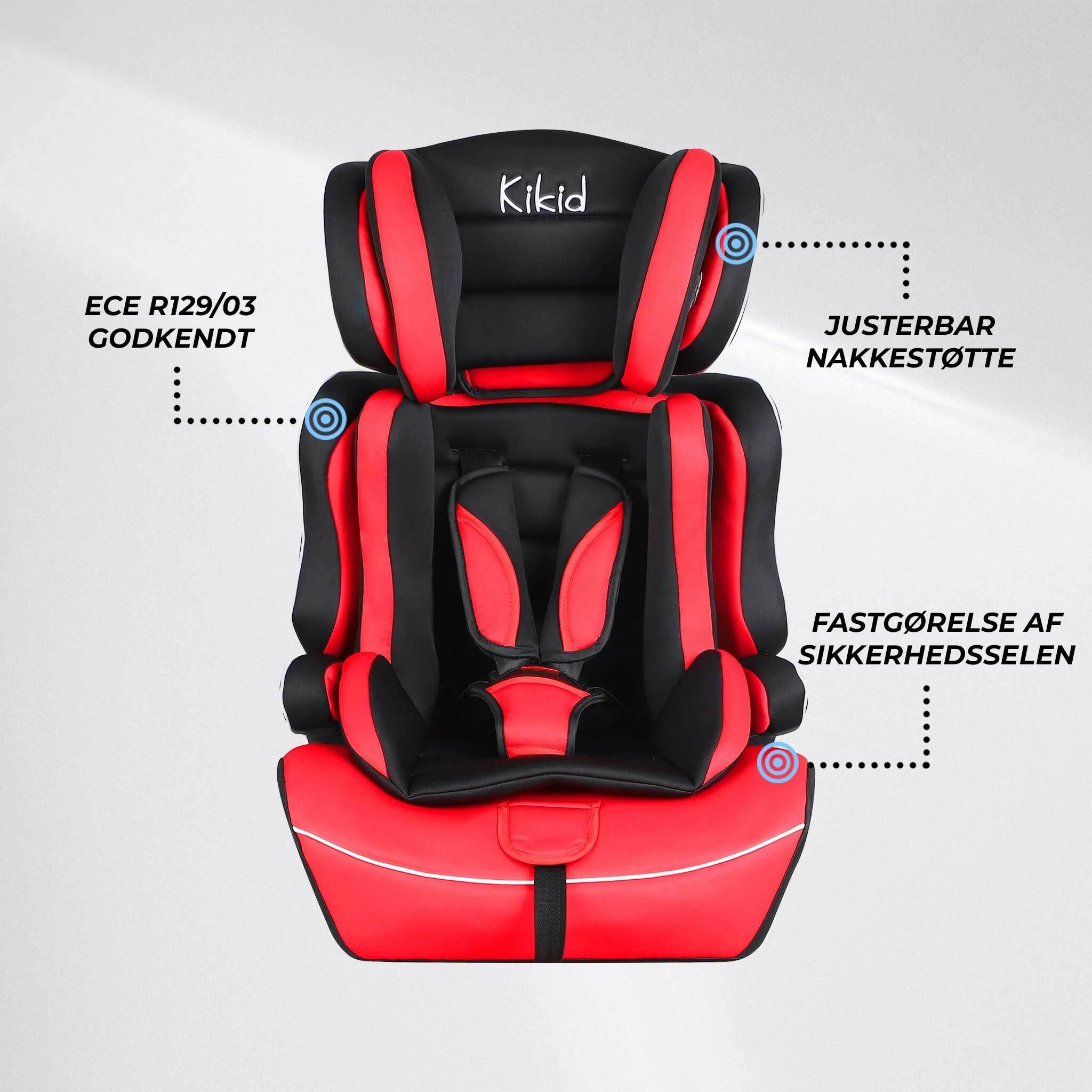 Kikid Kindersitz Basic 76-150cm R129, schwarz rot