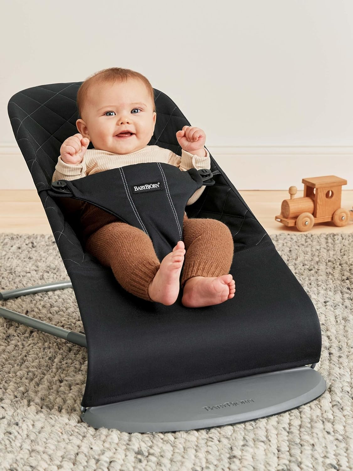 BabyBjörn Sdraietta Bliss, Tessuto trapuntato a petalo, Grigio Sabbia