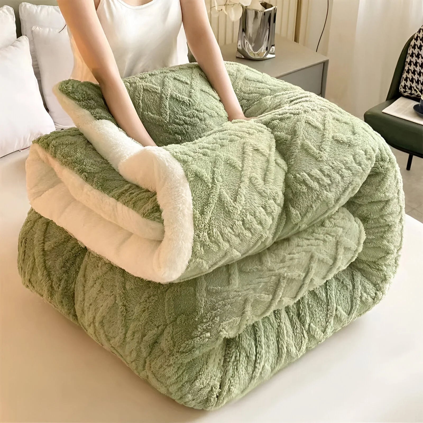 FluffFusion - Weiche und dicke Plüschdecke mit doppelseitigem Design