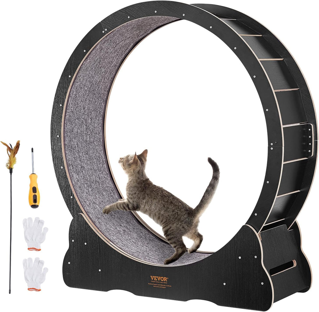 VEVOR Katzenlaufrad 1320x340x1415mm Laufrad Katzen aus Birken-& Pappelsperrholz Katzenrad Geruscharm Abnehmbare Innenmatte Cat Wheel Geeignet für Katzen mit einem Gewicht von 8kg bis 14kg