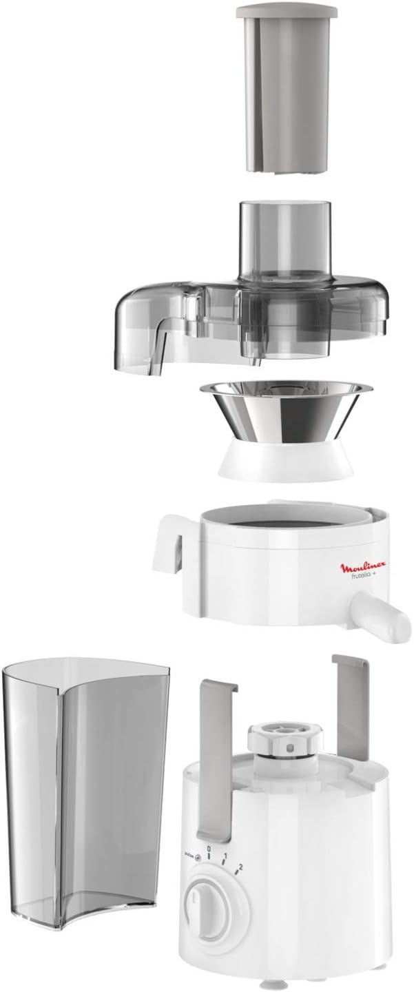 Moulinex JU3701 Frutelia+ Entsafter mit breiter ffnung, leicht zu reinigen, 2 Geschwindigkeiten und Pulsmodus, 350 W