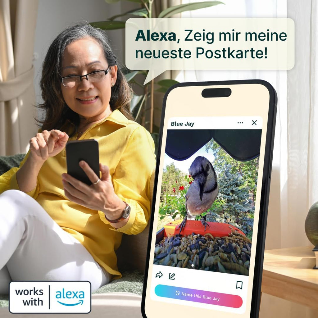 Bird Buddy Pro Solar Smart Vogelfutterstation mit Kamera – AI-Vogelarten-Identifikation, 5-MP-Fotos, 2K-Ultra-Video-Live-Stream-Kamera, Zeitlupenvideo, 6,6 cm Fokus – Blue Solar