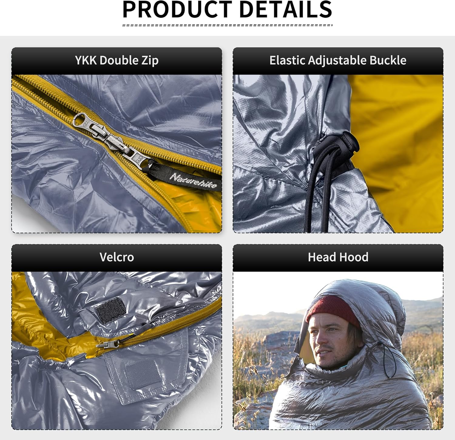 Naturehike CW700/CW400 Sacco a Pelo in Piuma, Ultraleggero, Portatile, Compatto, per Inverno, 4 Stagioni, per Adulti e Bambini, Campeggio, Escursionismo, Viaggi, con Sacco a Compressione