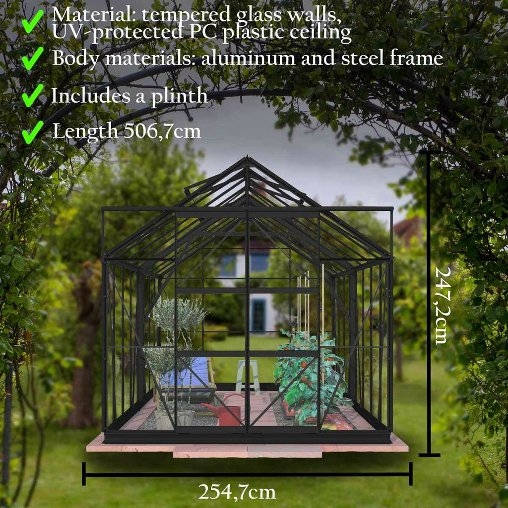Lykke Gewchshaus Hybrid 13m2, schwarz