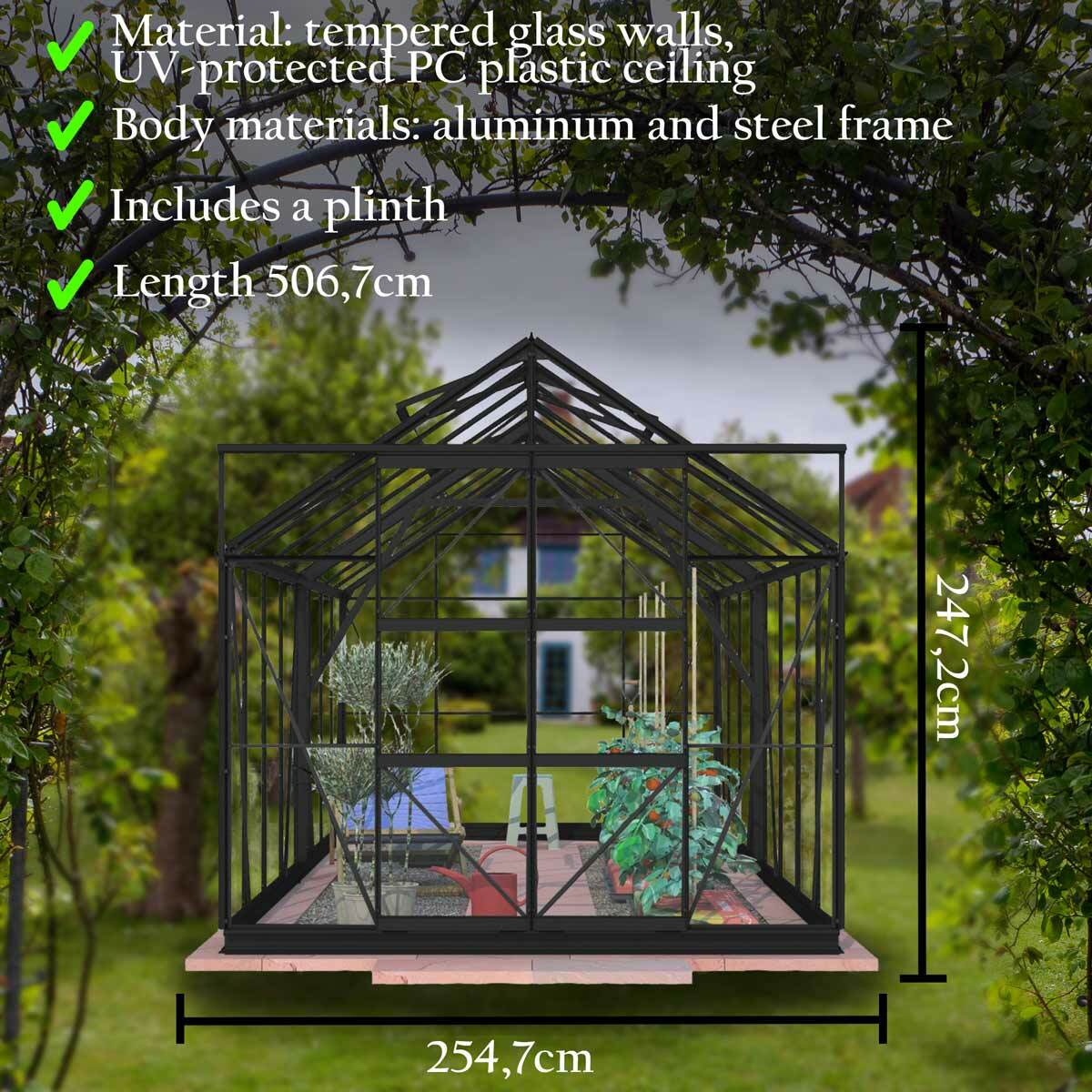 Lykke Gewchshaus Hybrid 13m2, schwarz