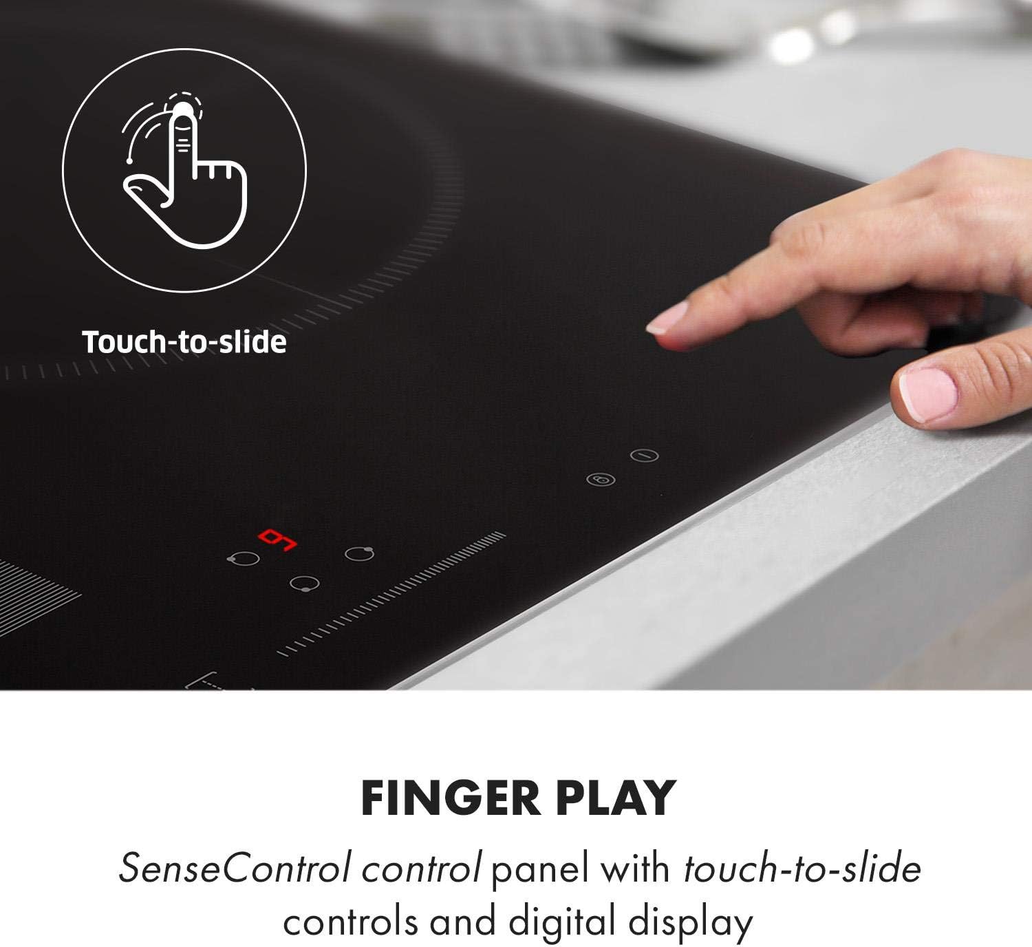 Klarstein Piano Cottura a Induzione, Piano Cottura in Vetroceramica, con 4 Piastre, Incasso con Display Touch, Display Digitale e Funzione Timer, Riscaldamento Veloce, 7000 Watt