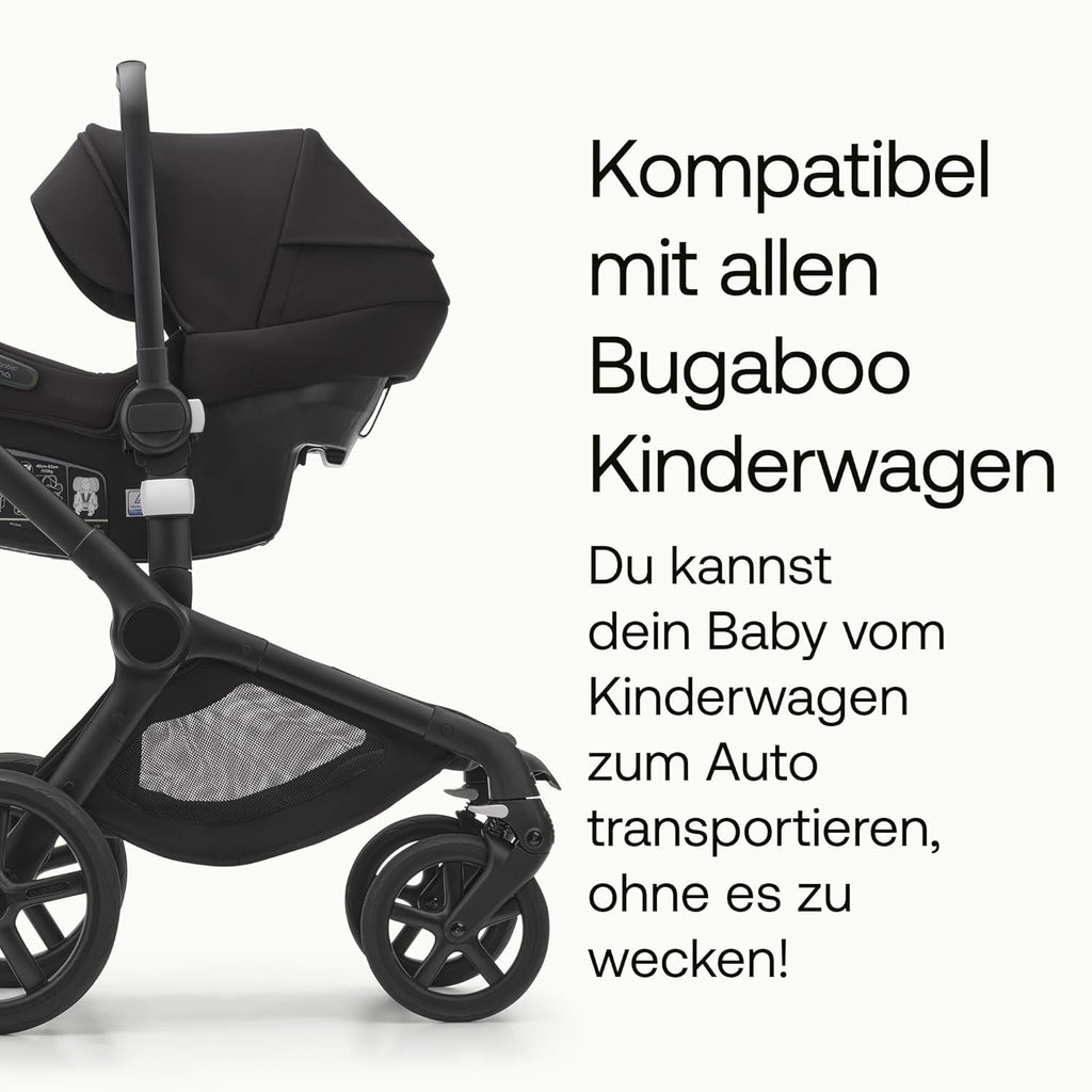 Bugaboo Turtle Air by Nuna, seggiolino auto confortevole per neonati e bambini piccoli, ultraleggero, sicuro e pratico, con capottina parasole e finestrella, nero