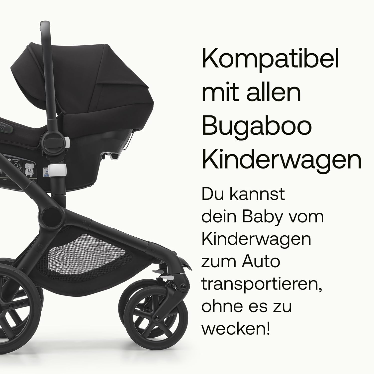 Bugaboo Turtle Air by Nuna, seggiolino auto confortevole per neonati e bambini piccoli, ultraleggero, sicuro e pratico, con capottina parasole e finestrella, nero