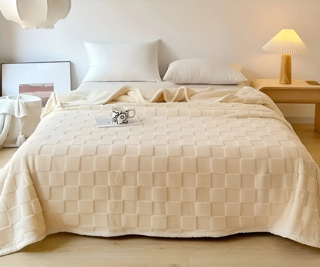 CozyCheck Plaid - Coperta in Pile Reversibile, Spessa e Termica per l'Inverno
