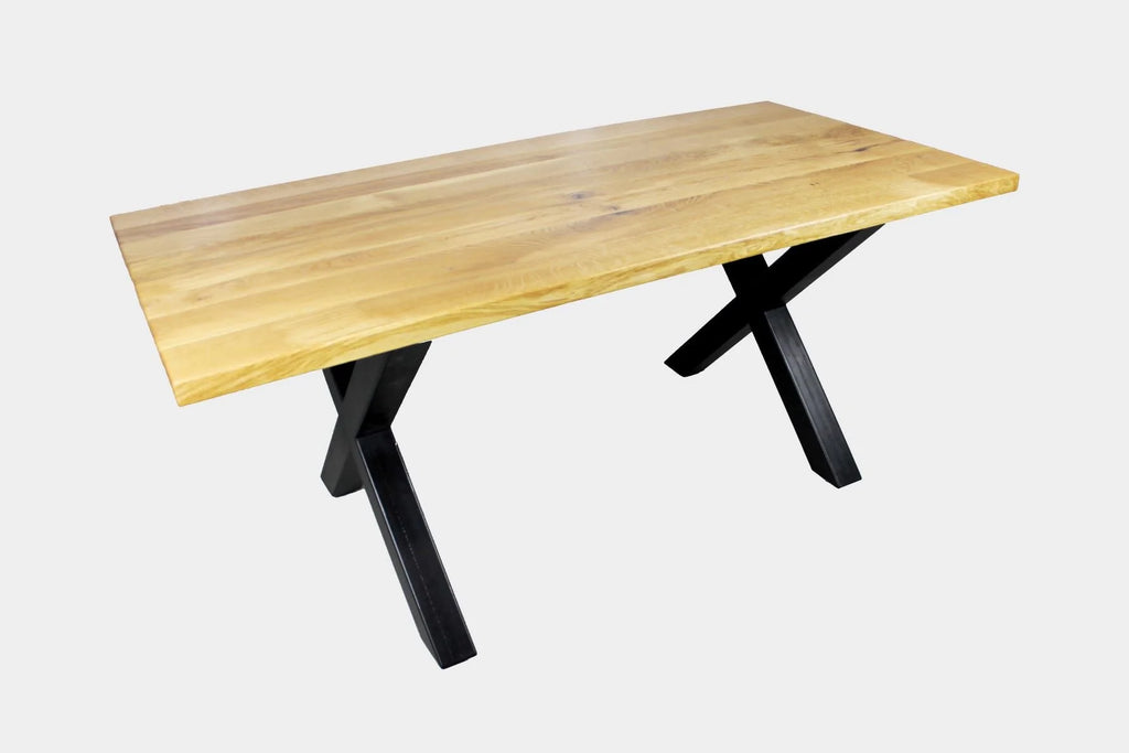 Serie TARA | Massivholztisch - Eiche - Schweizer Kante - inkl. Tischbein X-Form - versch. Gren und Farben | Lnge: 160 - 300 cm | Breite: 90 -100 cm