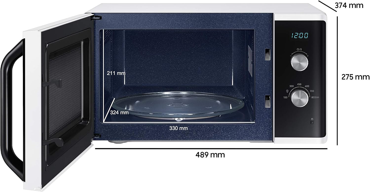 MW3500 Mikrowelle MS23K3614AW/EG / 800 W / 23 L Garraum / 48, 9 cm Breite / Kratzfester Keramik-Emaille-Innenraum / 6 Leistungsstufen / Wei