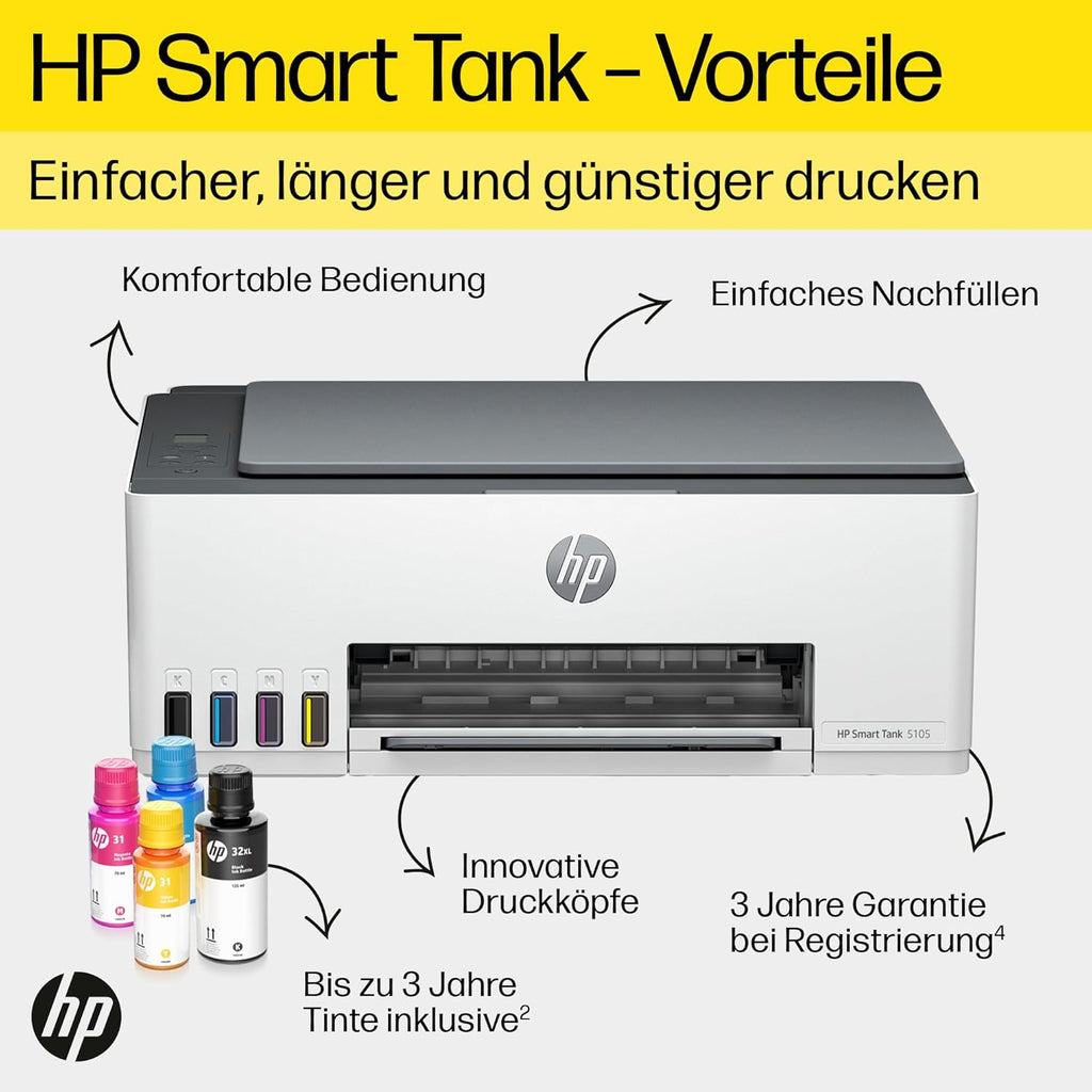 Stampante multifunzione HP Smart Tank 7605 4-in-1 (Wi-Fi; fronte/retro; ADF) – 3 anni di inchiostro incluso, 3 anni di garanzia, serbatoio inchiostro grande, alta autonomia, stampa di alta qualità