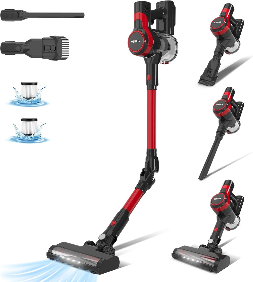 Stanew Aspirapolvere Portatile Senza Fili, 30Kpa, 320W, Pieghevole, 40 Min. di Autonomia, LED, per Peli di Animali, Tappeti, Auto, Pavimenti Duri, Divani, ecc. (ST-609-ZD)