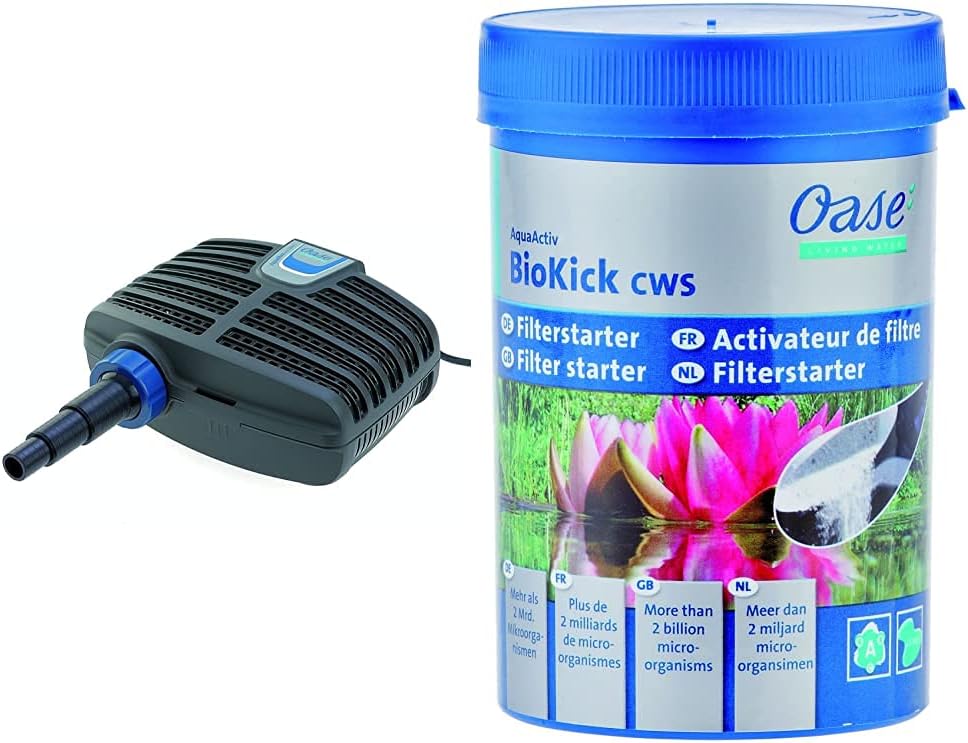 OASE 51096 Pompa per filtro e ruscello AquaMax Eco Classic 5500, portata 5300 l/h, pompa per ruscello a risparmio energetico, pompa per laghetto, filtro, pompa, ruscello, grigio scuro