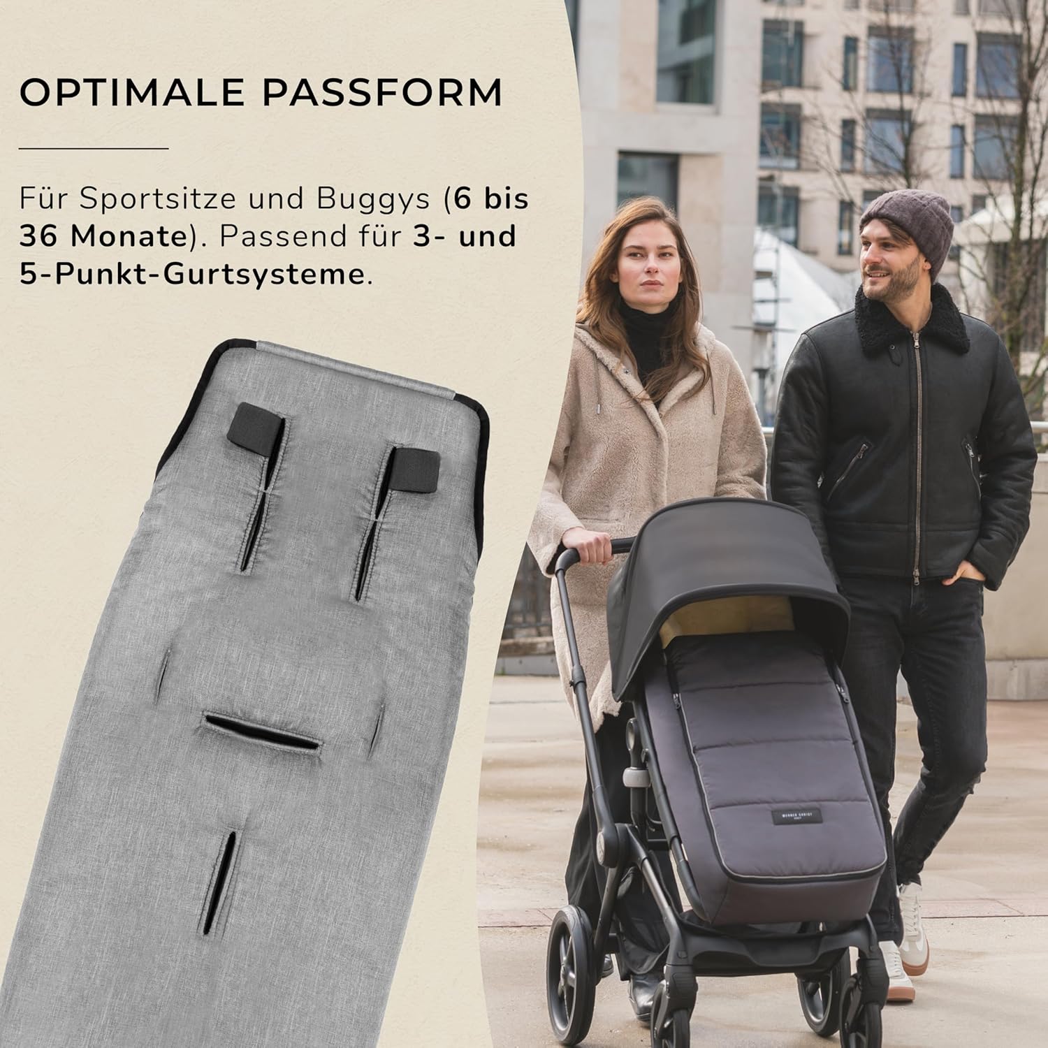 WERNER CHRIST BABY, Kinderwagen-Fußsack CORTINA – Thermo Winterfußsack (Kinder ab 6 - bis 36 Monate), mit herausnehmbarer Lammfelleinlage, medizinisches Fell, in Black (schwarz)