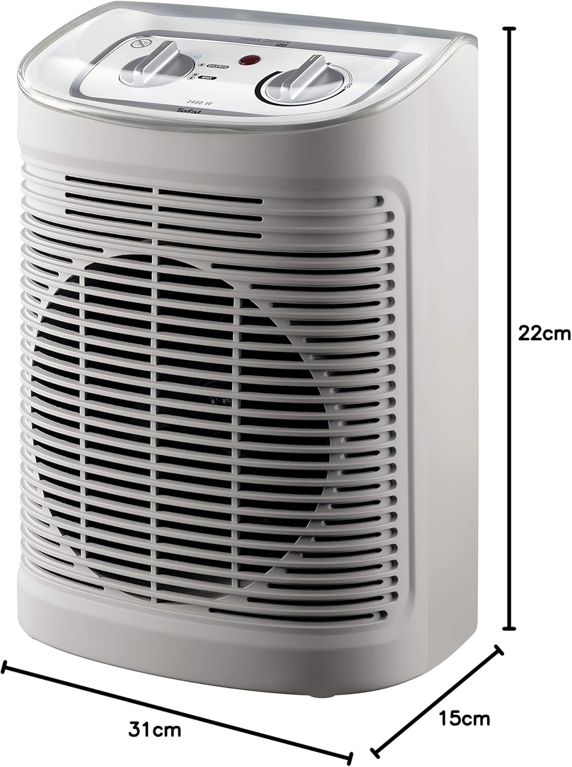 Rowenta Instant Comfort Aqua Termoventilatore, Due Livelli di Riscaldamento, Funzione Ventilatore, Consumo Energetico Regolabile, Silenzioso, Stufa Elettrica, Grigio Chiaro, SO6510F2, 1200 - 2400w