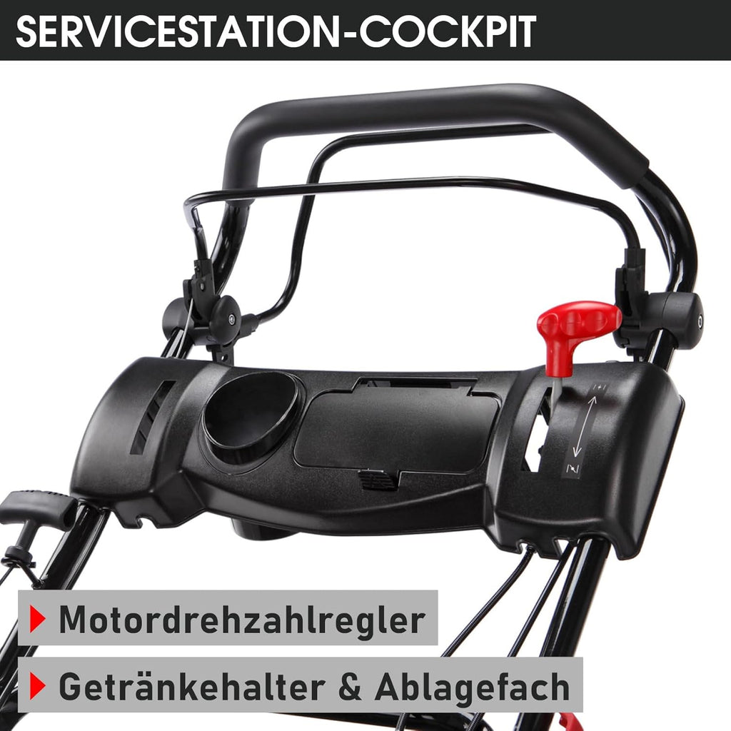 BRAST Benzin Rasenmäher mit Antrieb | 5,2kW(7PS) | Elektrostart | 48cm Schnittbreite | viele Modelle | TÜV | 4 Takt OHV Motor | 30-80mm Schnitthöhe | 60L Fangkorb | Stahlgehäuse | 19224 ESTART Speed