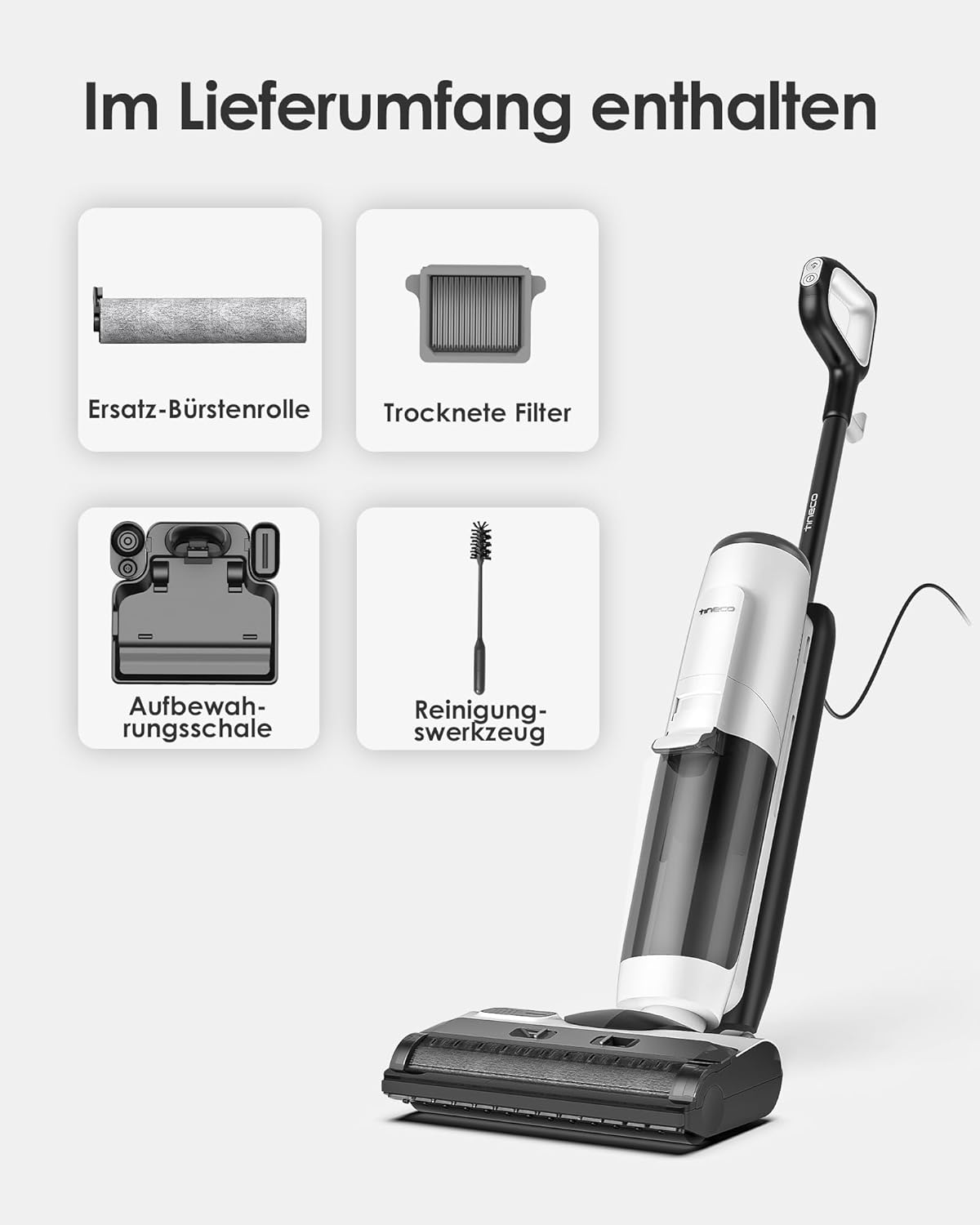 Tineco iFLOOR 5 Steam Lavapavimenti a vapore, vapore ad alta temperatura da 120℃, pulitore a vapore con filo, aspiraliquidi autopulente, lavapavimenti per sporco appiccicoso, residui di cibo