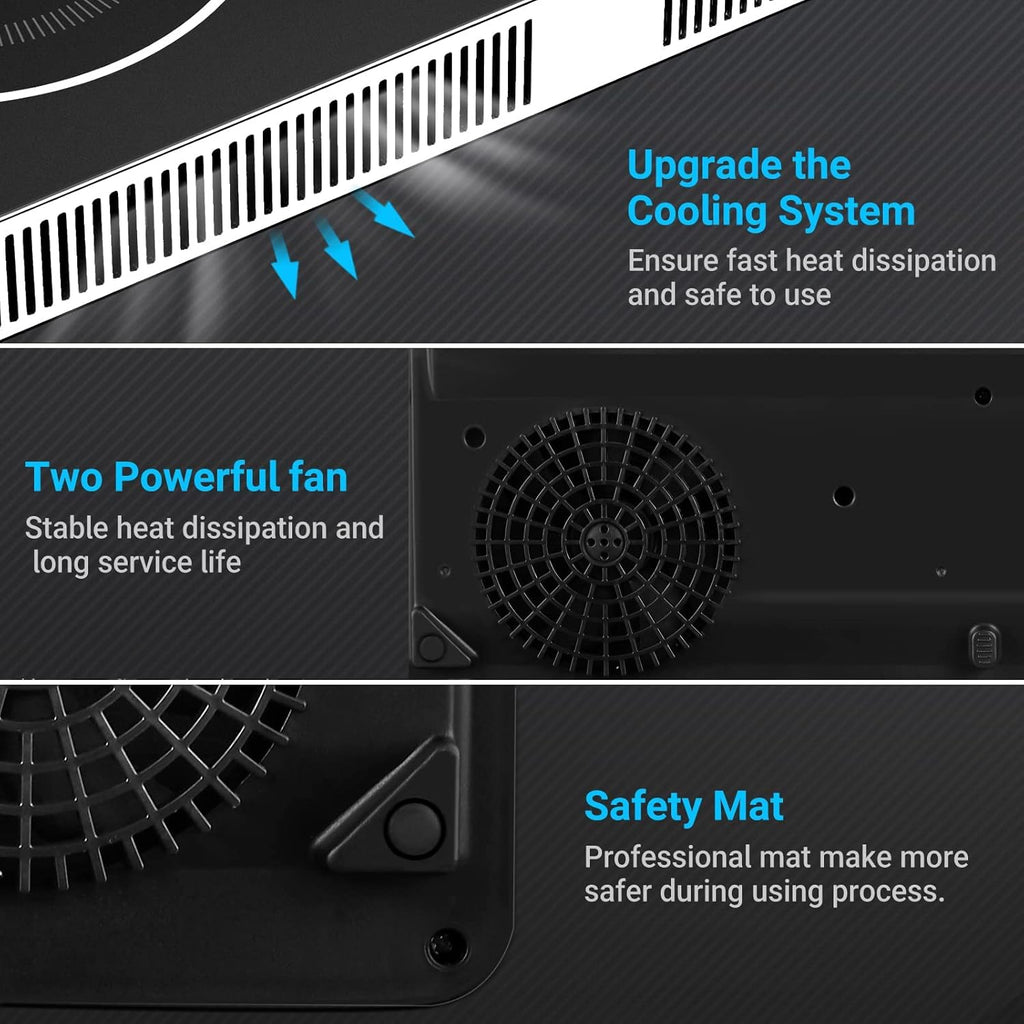 Piano Cottura a Induzione, Piano Cottura Doppio Portatile Aobosi con Funzione Scaldavivande, 10 Livelli di Temperatura e 6 Livelli di Potenza, Timer, Tasto Max e Min, 3500 Watt, Controllo Touch Sensor