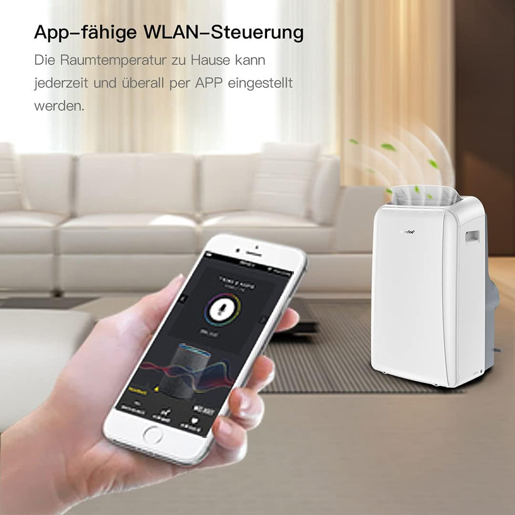 Comfee Condizionatore Portatile Easy Cool 2.0, 7000 BTU 2,0kW, Raffreddamento&Ventilazione&Deumidificazione, Adatto per Ambienti fino a 68m³(25㎡), Controllo tramite APP/Alexa/Google Home/IFTTT, Climatizzatore Portatile con Tubo di Scarico