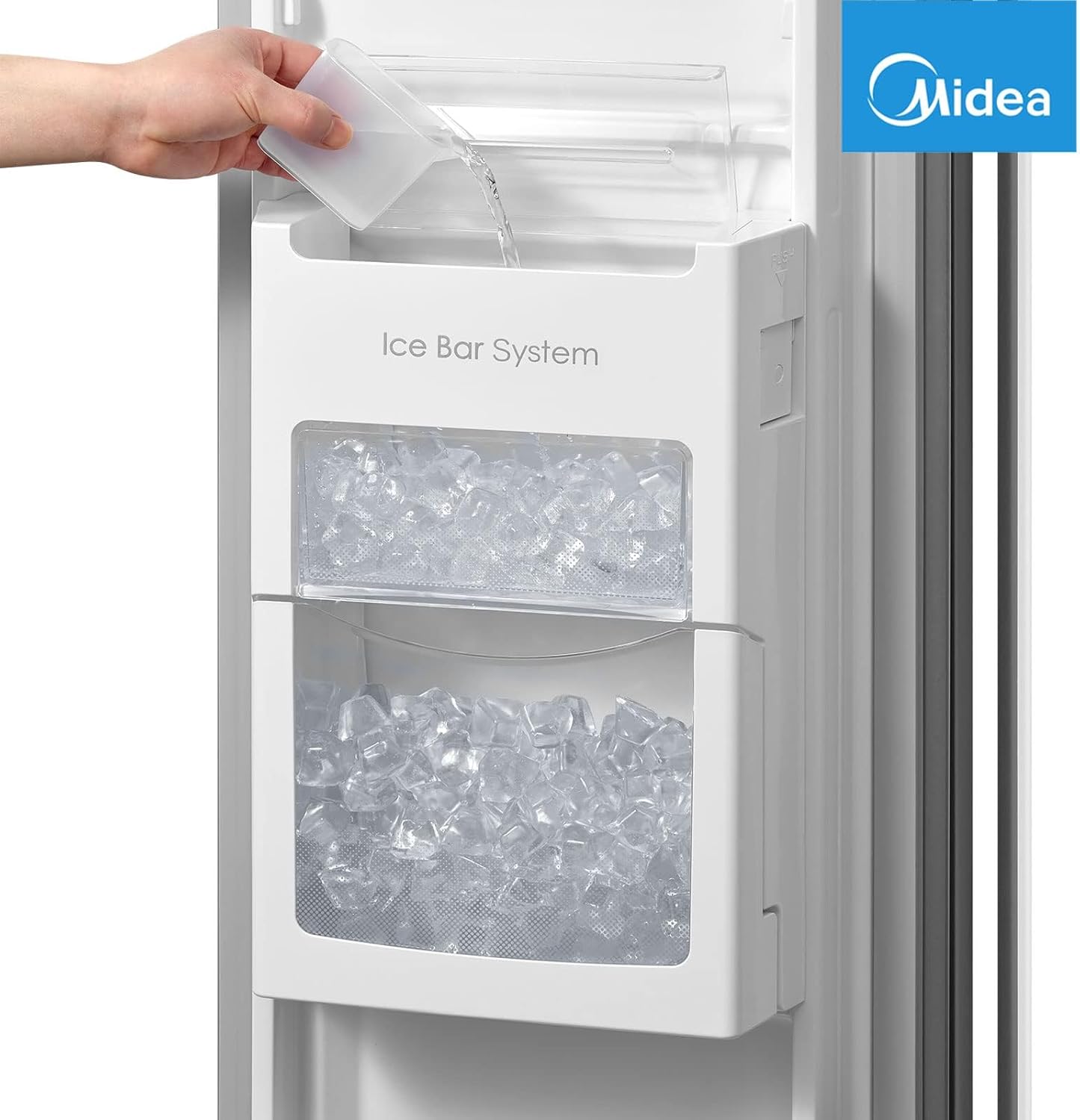 Midea KS-DDX 6.32 WT Frigorifero Side-by-Side con Congelatore/Altezza 178,8 cm/254 kWh/anno/No Frost/Compressore Dual Inverter/con Distributore di Acqua e Ghiaccio 3-in-1 e Serbatoio d'Acqua, Inox Scuro