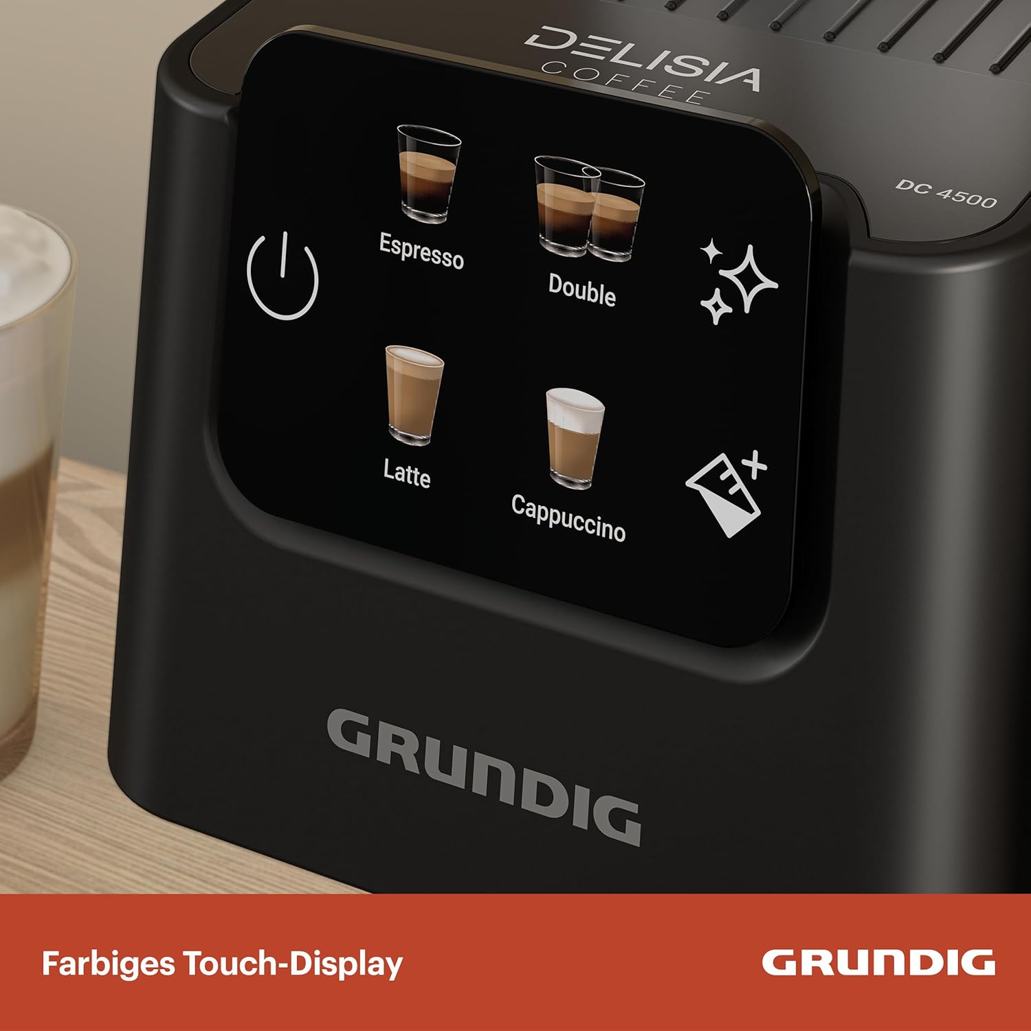 GRUNDIG KSM 5330 Macchina da caffè con portafiltro e contenitore per il latte integrato, 1628 W di potenza, 15 bar di pressione della pompa, ugello doppio, display touch a colori, BrewSense, CreamyPro, Inox scuro/Nero