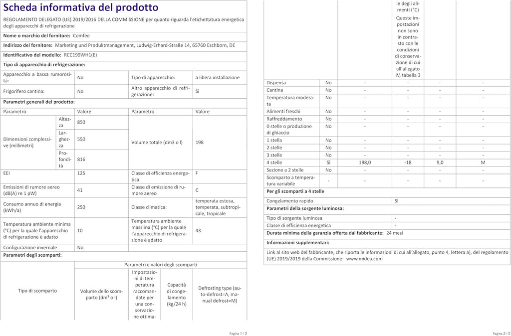 Comfee RCC100WH2(E) Congelatore a Pozzo/169 kWh/anno/85cm di altezza/99L/38dB/Bassa rumorosità/Tubo a D ad alta efficienza/Adatto a diversi scenari d'uso/Termostato regolabile/Bianco