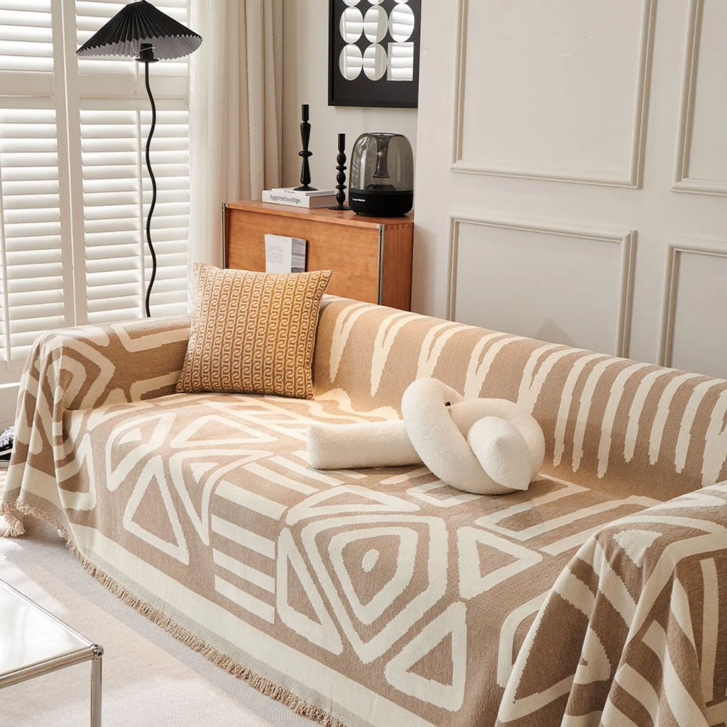 Copridivano Bohemien - Copertura Elegante per Divano in Marrone