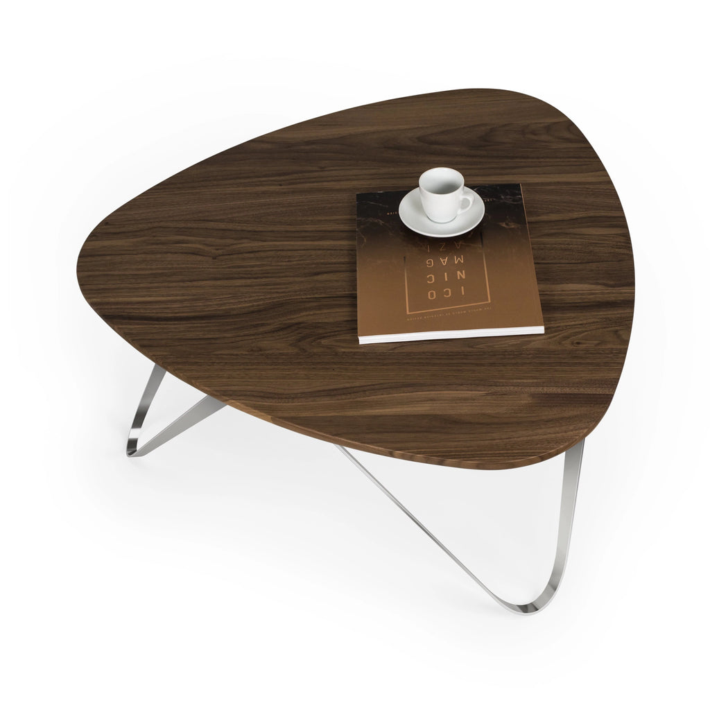 Couchtisch PLEKTRON Massivholz Nussbaum Edelstahl