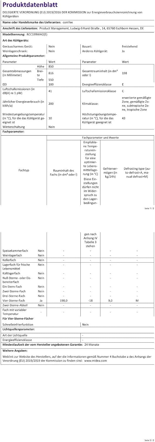 Comfee RCC100WH2(E) Congelatore a Pozzo/169 kWh/anno/85cm di altezza/99L/38dB/Bassa rumorosità/Tubo a D ad alta efficienza/Adatto a diversi scenari d'uso/Regolatore di temperatura regolabile/Bianco